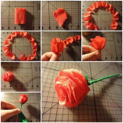 como hacer flores con papel china rosas