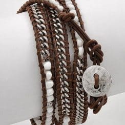 Como hacer pulseras con cadenas perlas y liston