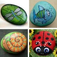 Piedras pintadas de animales decoradas para jardin