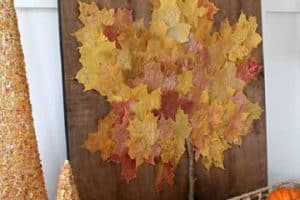 decoracion con hojas secas cuadro