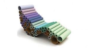 muebles con tubos de carton de colores