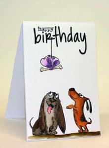 tarjetas de cumpleaños con perros jugando