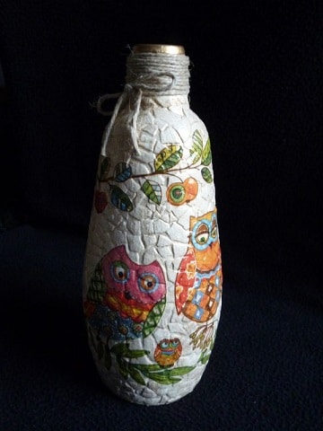 botellas decoradas con cascara de huevo manualidades