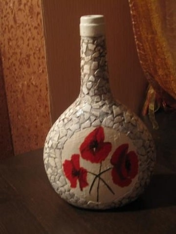 botellas decoradas con cascara de huevo originales