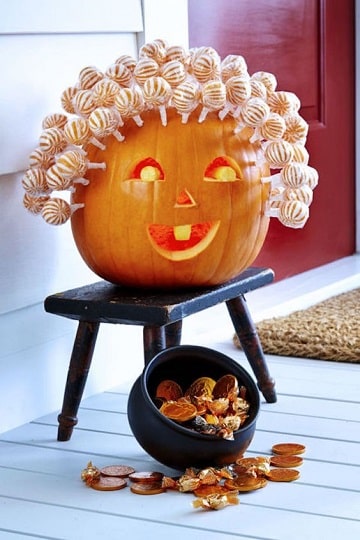 decorar calabaza halloween niños con dulces