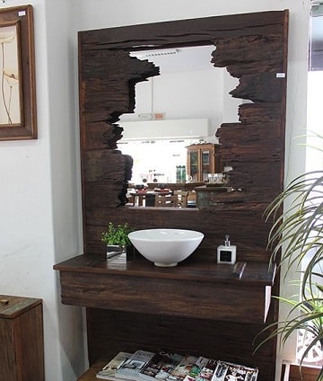 espejos rusticos para baño de madera
