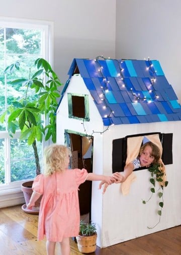 como hacer una casa de carton facil para niños