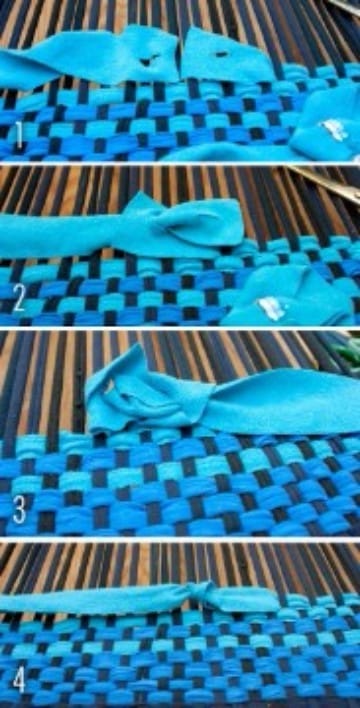 como hacer alfombras de nudos azules