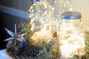 frascos de vidrio decorados para navidad sencillo