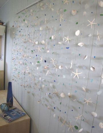 decoracion con conchas de mar para cortina