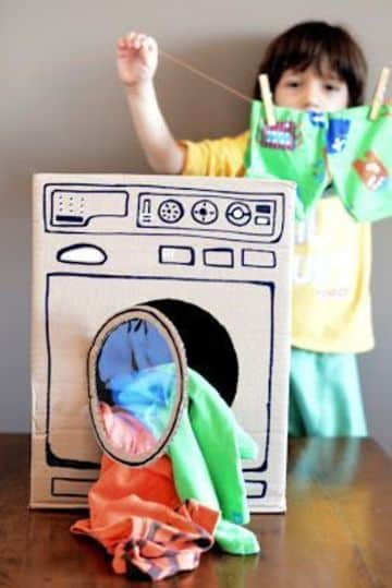 cajas de carton decoradas para niños lavadora