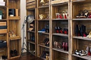 estantes para zapatos de madera rusticos