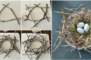 como hacer un nido de pajaro con ramas