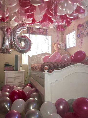 habitaciones decoradas con globos para cumpleaños