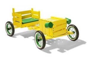 carros de reciclaje para niños con madera