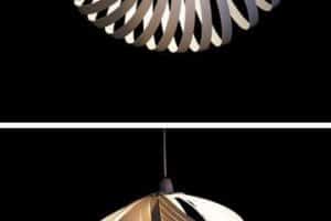 lamparas colgantes de papel en forma geometrica