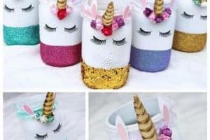 frascos decorados de unicornio para fiestas