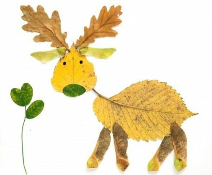 animales hechos con hojas secas para niños
