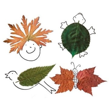 dibujos con hojas secas para niños
