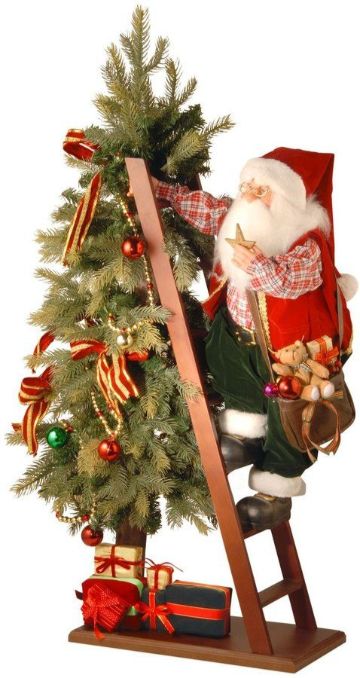 escaleras navideñas de madera con papa noel