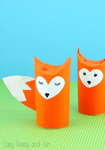 animales con rollos de papel para niños
