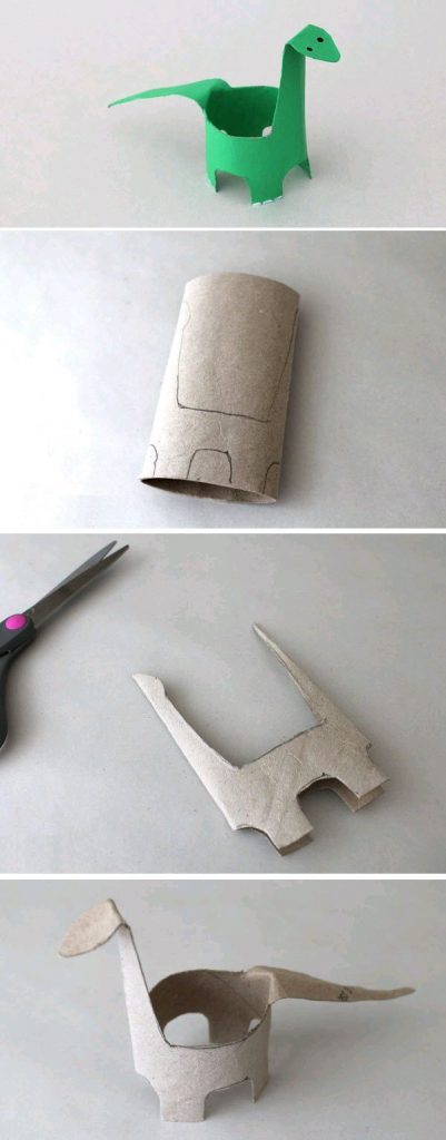 ideas para dinosaurios con rollos de papel
