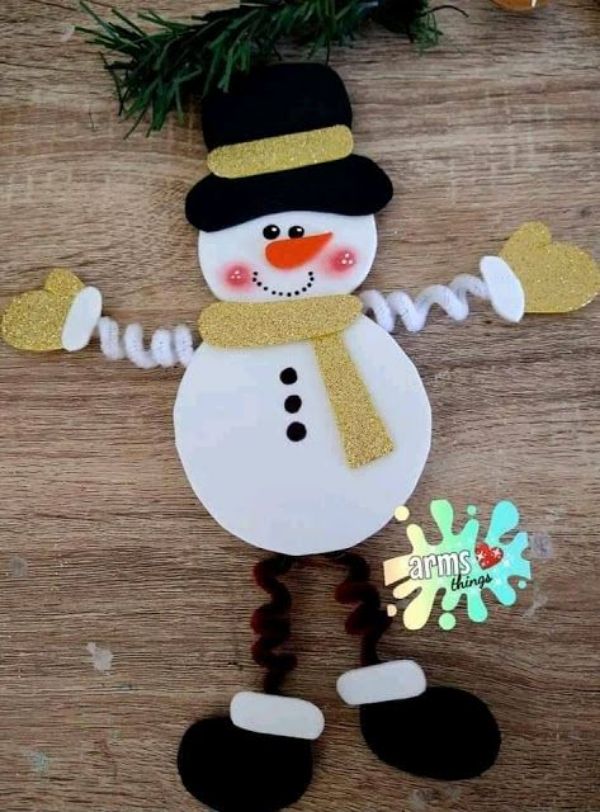 muñeco de nieve en cartulina para hacer con niños