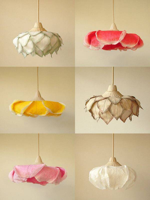 lámparas hechas de papel
