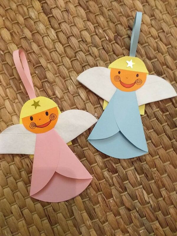 angeles hehcos de papel para niños