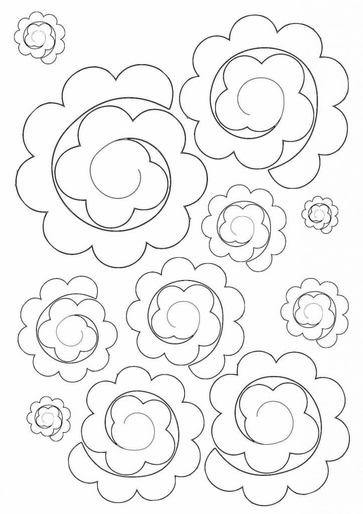 flores de papel en espiral