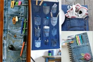 reciclaje de pantalones de mezclilla ideas con los bolsillos