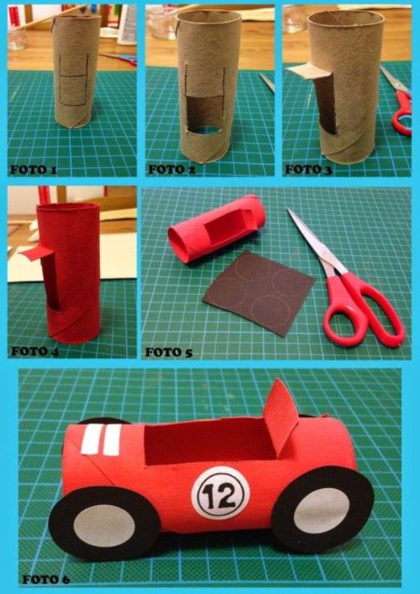 como hacer un juguete reciclado fácil cochecito con cartón