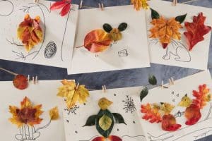 manualidades con hojas de otoño dibujos con relieve
