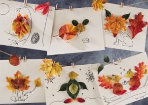 manualidades con hojas de otoño dibujos con relieve