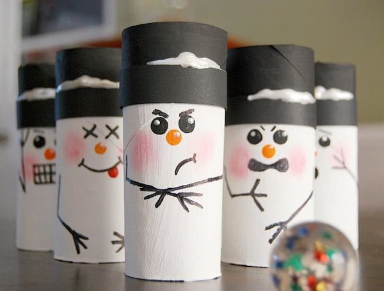 muñeco de nieve manualidades rollo papel higienico