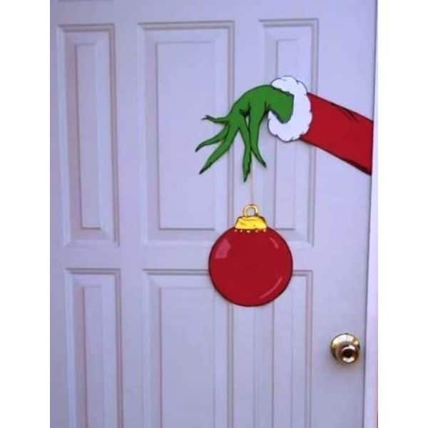 grinch navideño para puerta mano y esfera
