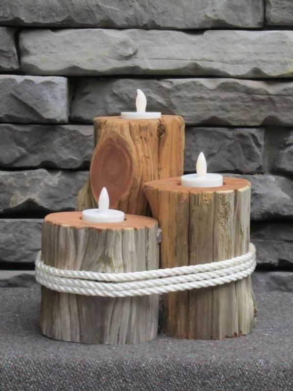artesanias con madera reciclada velas y centros de mesa