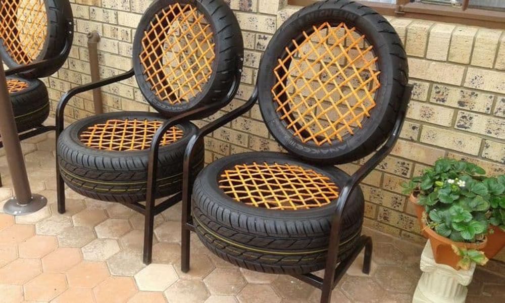 sillas de llantas recicladas con respaldos