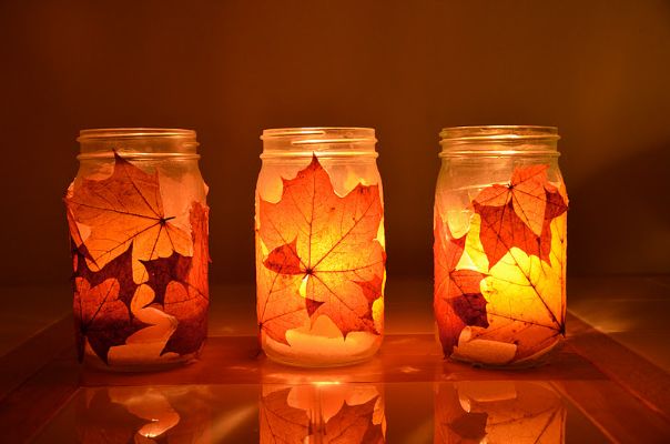 manualidades de otoño con material reciclado lamparas